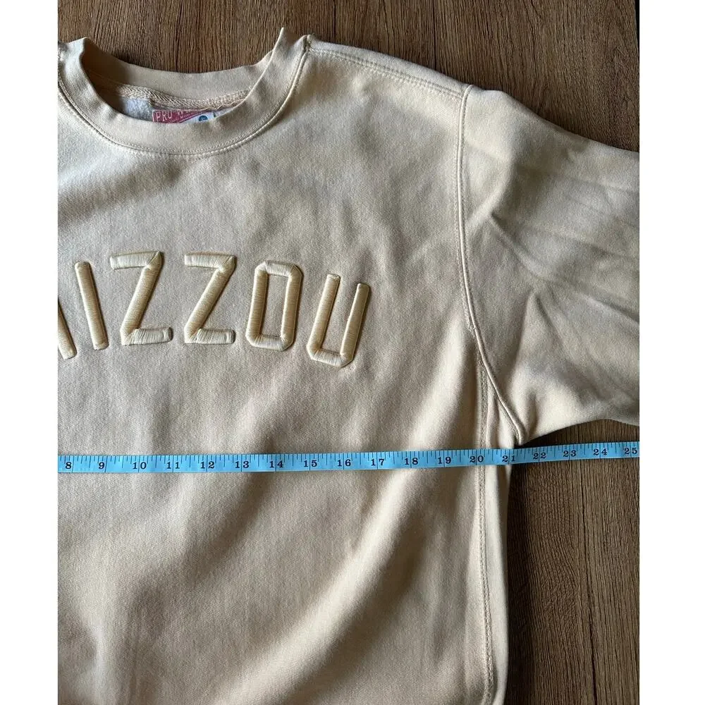 MV Sports Light Oversized Yellow Mizzou Crewneck Sweatshirt Size Small